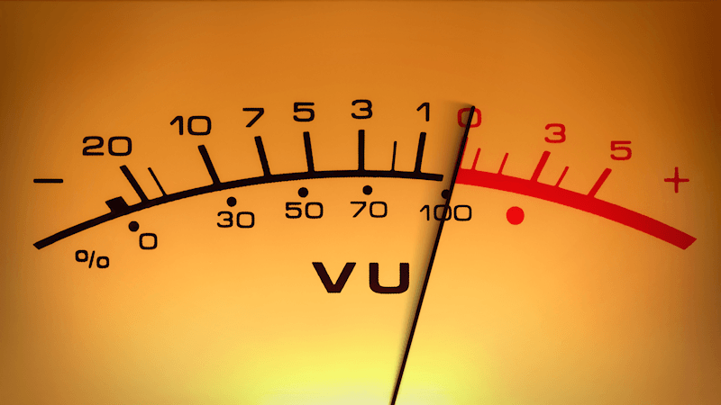 Recording studio VU Meter measuring decibels